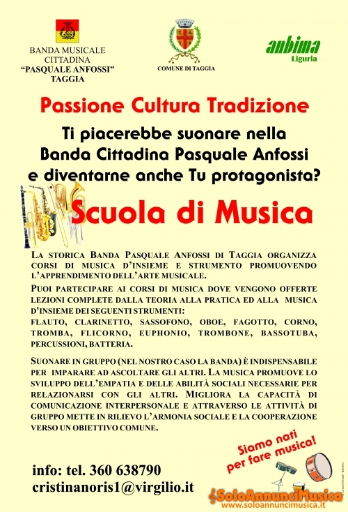  TAGGIA Banda Musicale Pasquale Anfossi Corsi di Strumento